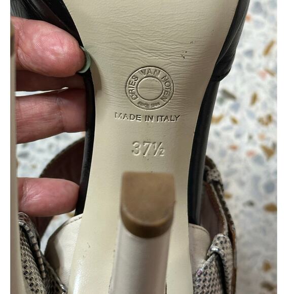 Dries Van Noten Leather D'orsay black cream gold platform pumps Size 37.5/US7 - Picture 15 of 15